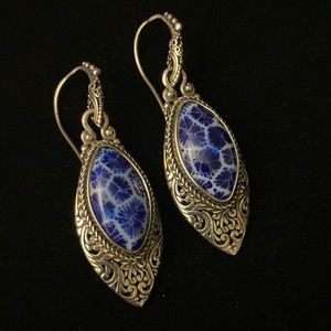 Sarda Sterling and Blue Fossil Coral earrings